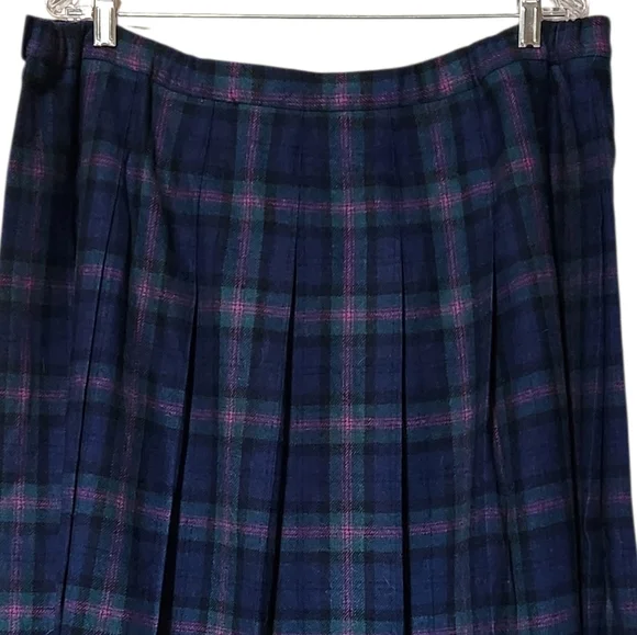 Vintage Pendleton Authentic Baird Tartan Pure Virgin Wool Pleated Skirt Size 18 - Picture 3 of 10